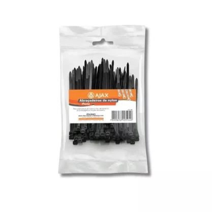 Kit 100 Abraçadeira Nylon 100X2,5Mm Preta Cj Ajax