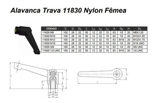 Alavanca Nylon 11830 - Unc 1/2