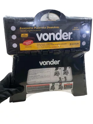 Banqueta Plástica Dobrável 220MM Preta VONDER
