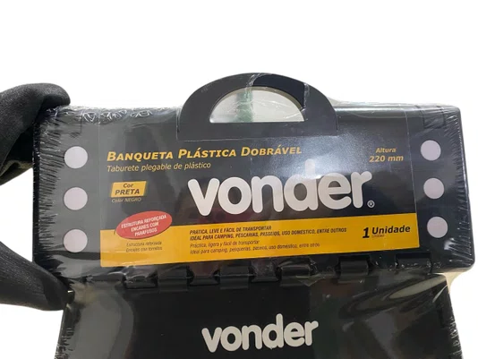 Banqueta Plástica Dobrável 220MM Preta VONDER