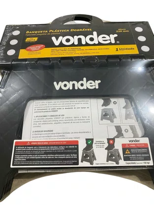 Banqueta Plástica Dobrável 220MM Preta VONDER