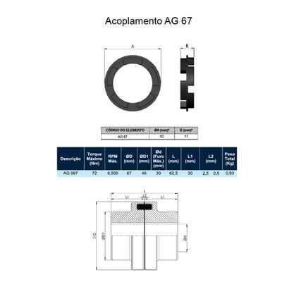 Borracha para Acoplamento AG 067