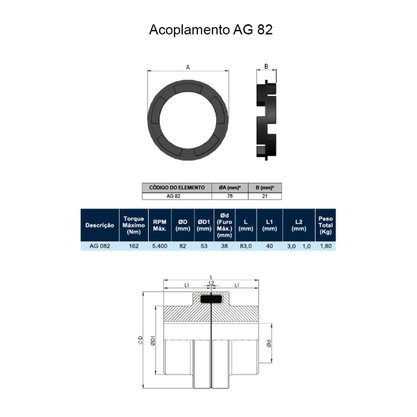 Borracha para Acoplamento AG 082