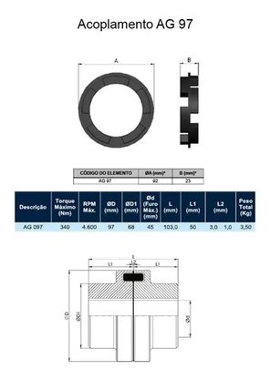 Borracha para Acoplamento AG 097