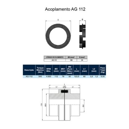 Borracha para Acoplamento AG 112