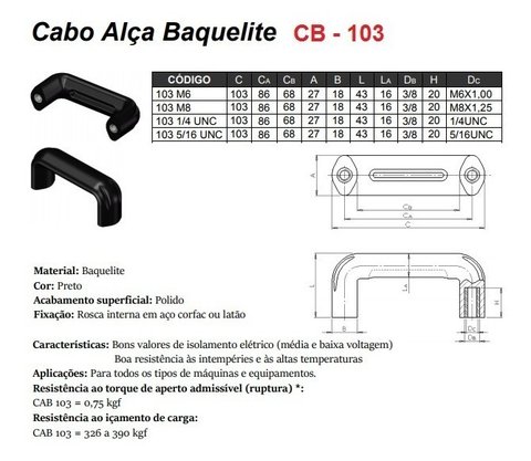 Cabo Alça 103-1/4 UNC Baquelite