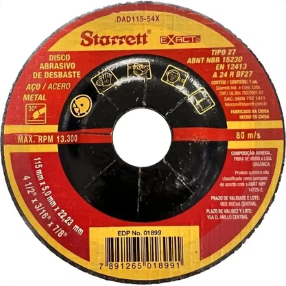 Disco Desbaste 4.1/2 X 3/16 X 7/8 Dad115-54X Starret