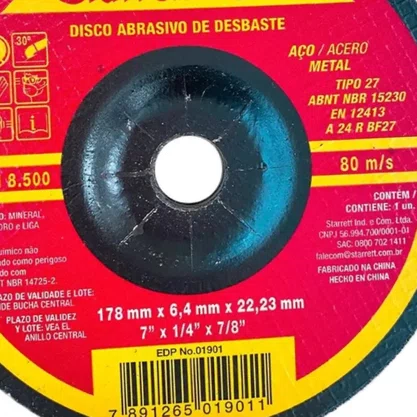 Disco Desbaste 7X1/4X7/8 Dad180-64X Starrett