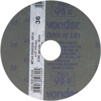 Disco Lixa 4 1/2X7/8 Gr- 36 Vonder