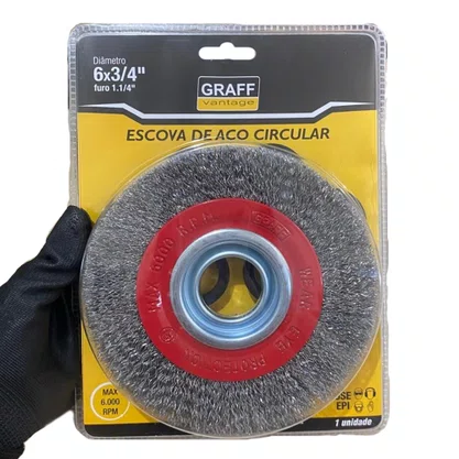 Escova Circular Aço 6x3/4x1/2" GRAFF