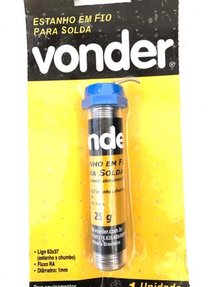 Estanho Fio 1,0Mm 63X37 Tubo 25Gr Vonder