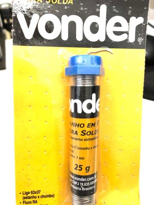 Estanho Fio 1,0Mm 63X37 Tubo 25Gr Vonder