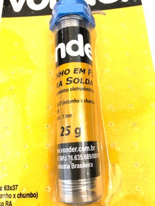 Estanho Fio 1,0Mm 63X37 Tubo 25Gr Vonder