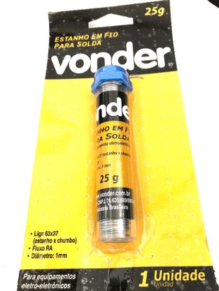 Estanho Fio 1,0Mm 63X37 Tubo 25Gr Vonder