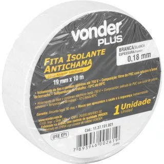 Fita Isolante 19Mmx10m Branca Vonder Plus