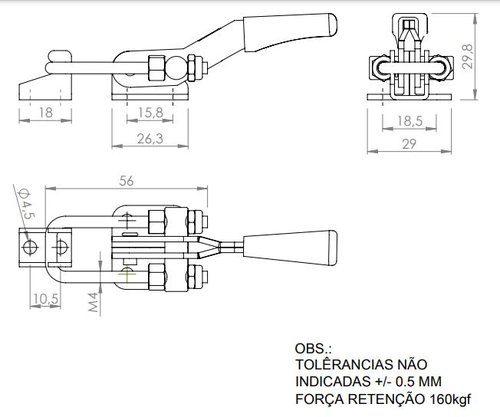 Grampo Tensor GA 100D/E100 Pequeno 160Kgf INOX 304