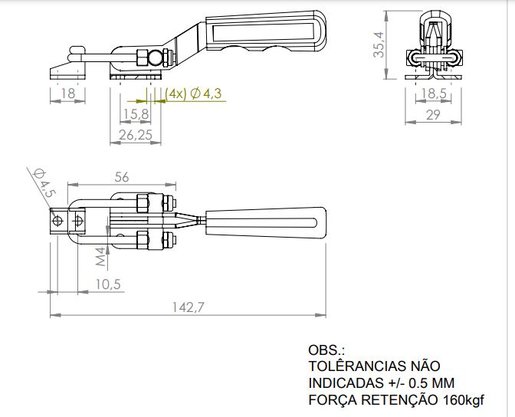 Grampo Tensor GA 105D/E100 Pequeno 160KGF