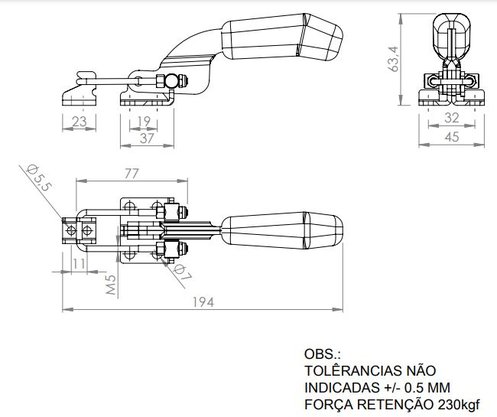 Grampo Tensor GA 115D/E110 Médio 318kgf Aço Zincado