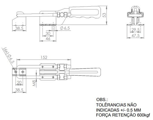Grampo Tensor GA 500D/E130 Grande 600KGF - 1 peça