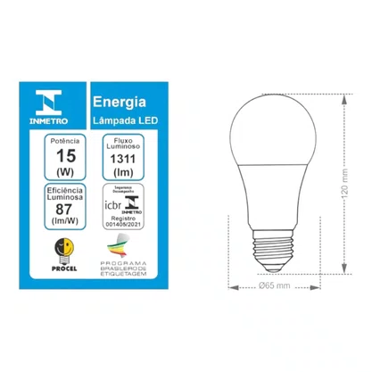Lampada Led Bulbo 15W E-27 1311Lm Taschiba