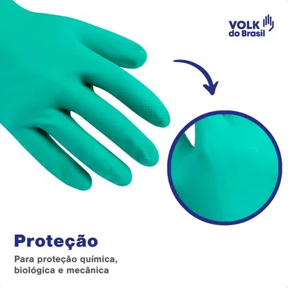 Luva Nitrilica Sem Forro Verde M Volk Ca 16314