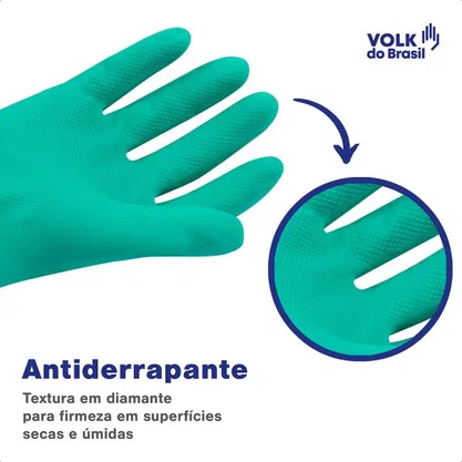 Luva Nitrilica Sem Forro Verde M Volk Ca 16314