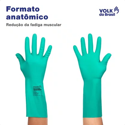 Luva Nitrilica Sem Forro Verde M Volk Ca 16314