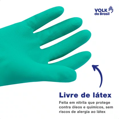 Luva Nitrilica Sem Forro Verde M Volk Ca 16314