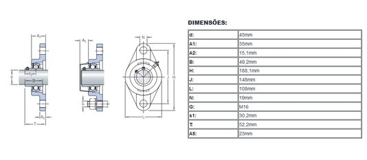 Mancal 209 Oval Ferro Fundido NSJ