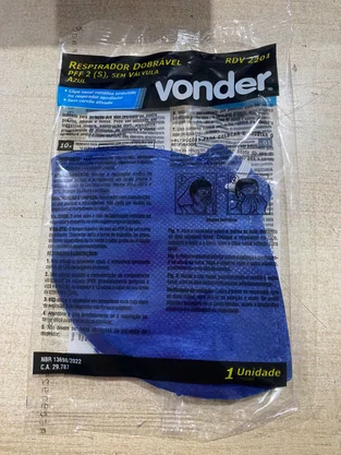 Máscara Descartável SEM Válvula PFF1 Azul VONDER