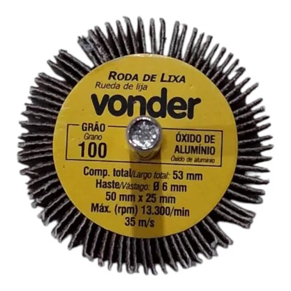 Mini Roda Lixa C/ Haste 50 X 25Mm Gr 100 Vonder