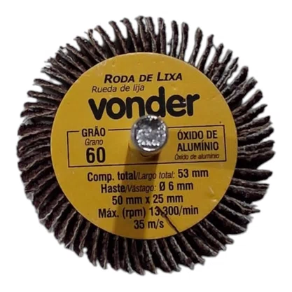 Mini Roda Lixa C/ Haste 50 X 25Mm Gr 60 Vonder