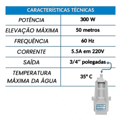 Motobomba Submersa 300W 5,0 Bluma