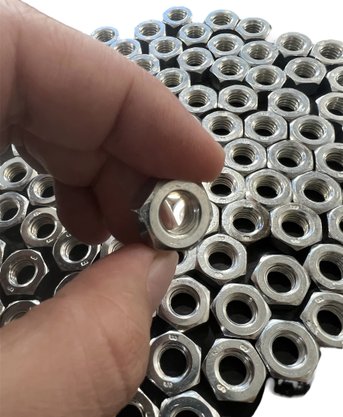 100 Porca Sextavada M5 5mm Trava Baixa Zincado Branco - KIT