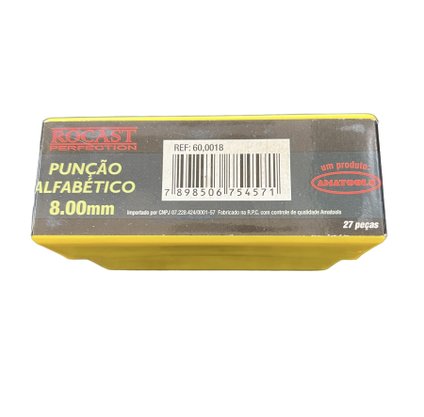 Punção Alfabético de Aço para Gravação 8mm ROCAST