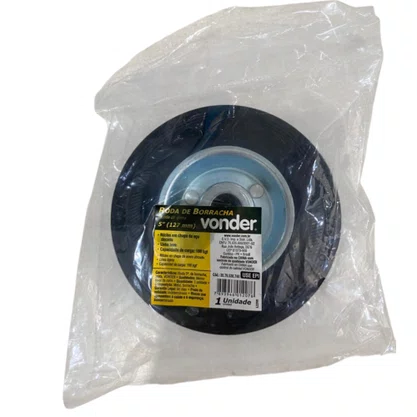 Roda Borracha 5" 127mm 100kg VONDER para Carrinho