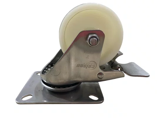 Rodízio Giratório Placa 312 Nylon Inox  Freio COLSON