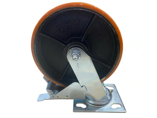 Rodizio Giratório Placa 82 Freio GS PU AJAX 400Kg