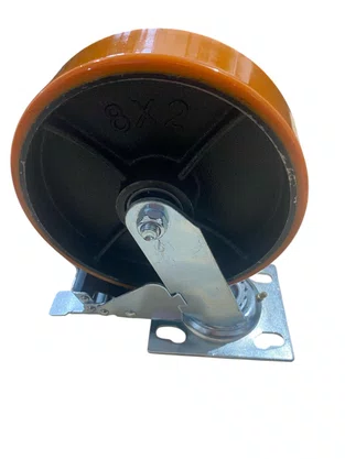 Rodizio Giratório Placa 82 Freio GS PU AJAX 400Kg