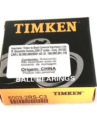 Rolamento 6003 DDU C3 TIMKEN 17X35X10
