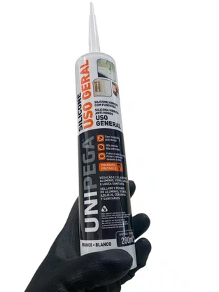 Silicone Acético Branco 280ml UNIPEGA Vedação Pias Box