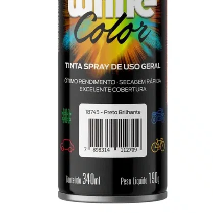 Tinta Spray 340Ml Preto Brilho Orbi