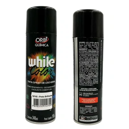 Tinta Spray 340Ml Preto Brilho Orbi