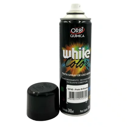 Tinta Spray 340Ml Preto Brilho Orbi