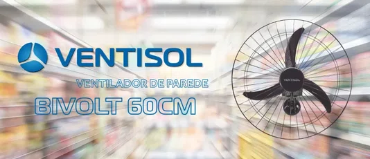 Ventilador de Parede Ventisol 200W 60cm 3 Pás Bivolt