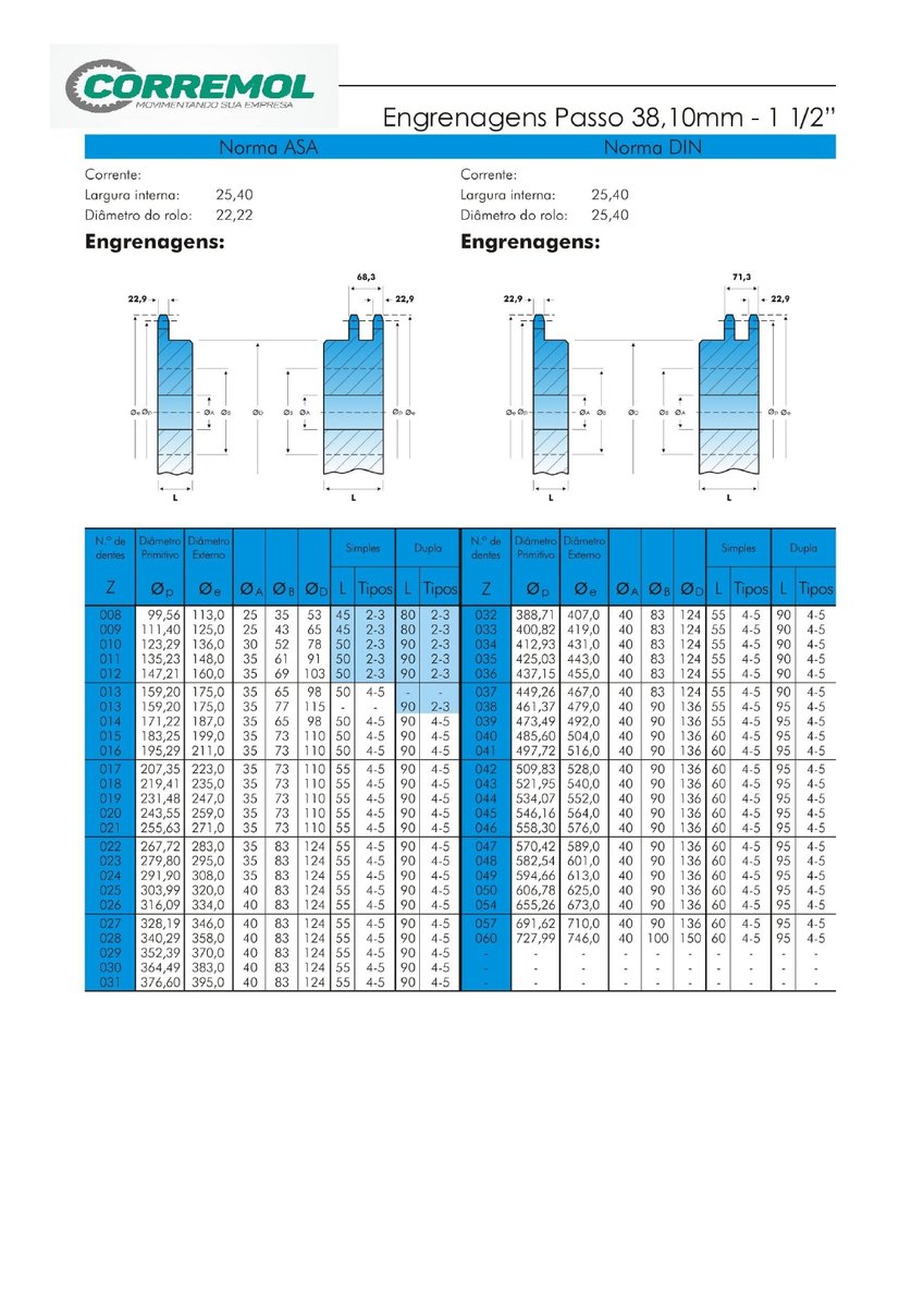 Engrenagem para Corrente Simples ASA 1.120.13 AT2 - 1PÇ Engrenagem para Corrente Simples ASA 1.120.13 AT2 - 1PÇ