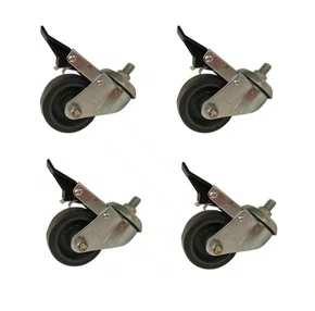 4 peças de Rodízio Giratório Espiga 312 BP Freio 60kg cada