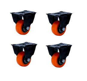 4 peças Rodízio Fixo Placa 210 Preto/Laranja 50kg cd COLSON