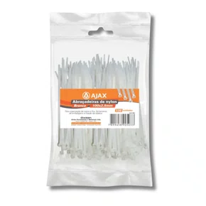 Kit 100 Abraçadeira Nylon 100X2,5Mm Branca Cj  Ajax