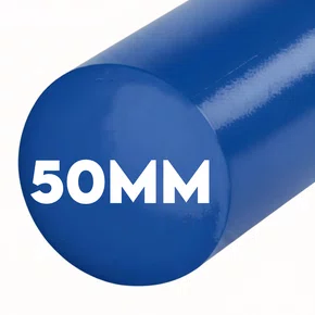 Barra Tarugo UHMW 50mm 1 Metro Redonda Azul Polietileno